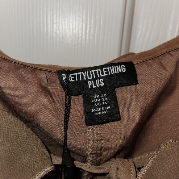 NWT Plus Mocha Brown Bardot Ruffle Detail Shift Dress Size US 16 - Picture 3 of 5